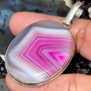 Pink Lace Agate Pendant 2”